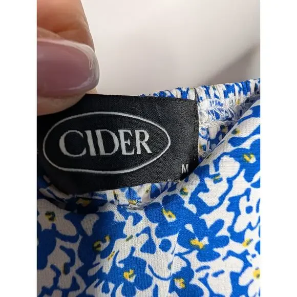 Cider Blue Ditsy Floral Print Smocked Waist Boho Festival Coquette Sundress Med - Picture 6 of 6